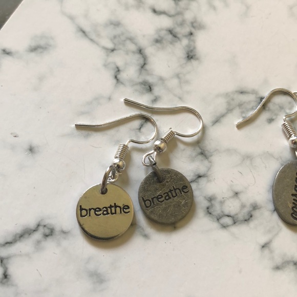 Breathe,, Silver Fish Hook Earrings - Picture 2 of 2